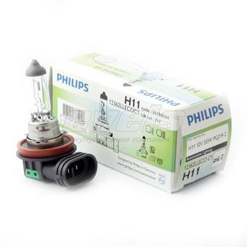 Лампа "PHILIPS" 12v H11 55W (PGJ19-2) LongLife EcoVision (увел. срок службы) кор.