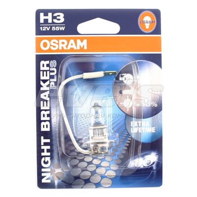Лампа "OSRAM" 12v H3 55W (PK22s) NIGHT BREAKER PLUS (+90% света +50% ресурс) (блистер) — основное фото